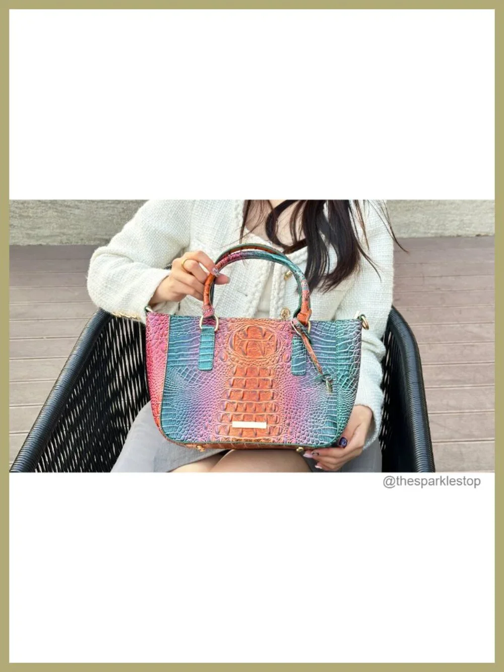 Women's Croc Embossed Faux Leather Tote Satchel Purse with Zipper Compartments
